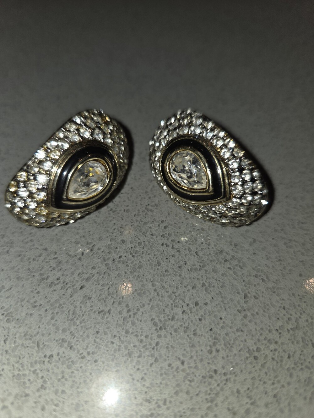 Silver-Tone Teardrop Cubic Zirconia Clip Earrings